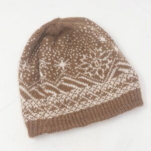 MOTHER NATURE’S Unisex Adult’s Brown Fair Isle Knit Alpaca Beanie Made In USA